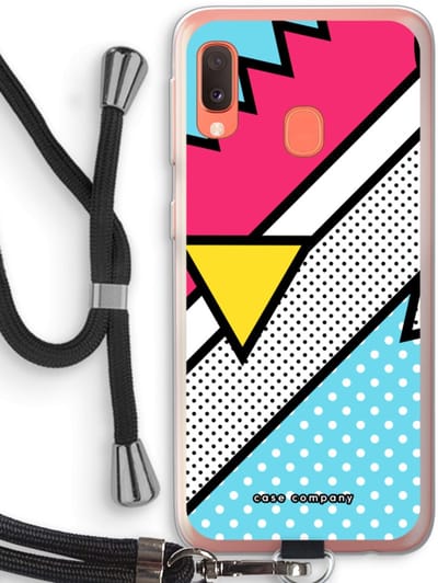 Case Company® - Hoesje met koord geschikt voor Samsung Galaxy A20e hoesje met Koord - Pop Art #3 - Telefoonhoesje met Zwart Koord - Bescherming aan alle Kanten en Over de Schermrand