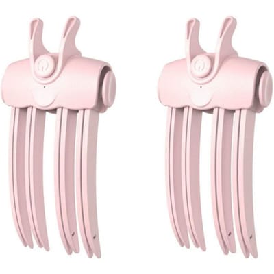 Elektrische Pluizige Haarspeld Krullende Pony Clips USB Oplaadbaar Draadloos Verwarmde Haarwortel Lifter Haarclip Vrouwen Krullende Vaste Vorm Clips Haarroller 2pcs roze