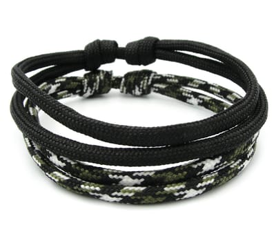 Set van 3 geknoopte paracord armbandjes - zwart goud en zilver
