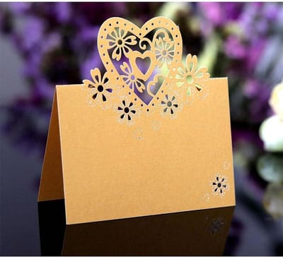 Liefde Hart Tafel Naam Plaats Kaarten Houder Tafels Versiering Zitkaart voor Bruiloft Verjaardag Banket Decoratie Goud, 10st
