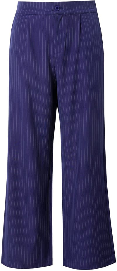 Studio Untold - Dames - Broek wijde pijpen hoge taille pinstripes - Navy - Maat 42