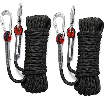 2 Stuks Klimtouw met Karabijnhaak - 10 mm, Veiligheid, Maximale Belasting 1200 kg