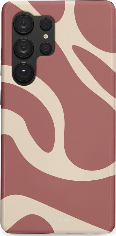Casetastic Hoesje Geschikt voor Samsung S25 Ultra - Stijlvolle Beschermende Duo-layer Case - Terracotta Mediterranee Golven