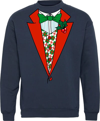 Kersttrui Kerst Smoking | Foute Kersttrui Dames Heren | Kerstcadeau | Kerstpakket | Navy | maat XS