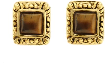 Behave - Oorstekers goudkleur bruin tijgeroog vintage stijl 1,5 cm