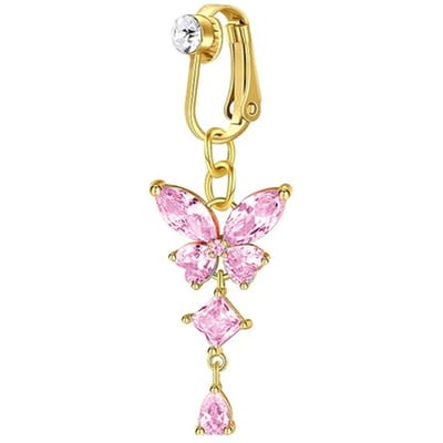 Clip-On Navelpiercing Vlinder Koper Zirconium Roze Nep Buikpiercing Navel Lichaamsjuweel Trendy Mode