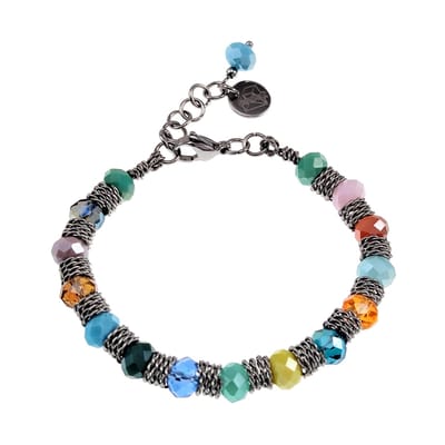 16cm tot 19cm Armband Dames - RVS Zilverkleur - Kristallen Armband - Kleurrijke Armband - Verstelbaar - Kralen Armband