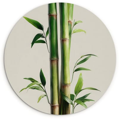 WallCircle® Wandcirkel 120x120 cm - Muurcirkel Bamboestengels - Sierlijk - Groen - Muurdecoratie woonkamer - Wanddecoratie slaapkamer - Kamer decoratie accessoires - Ronde schilderijen XXL
