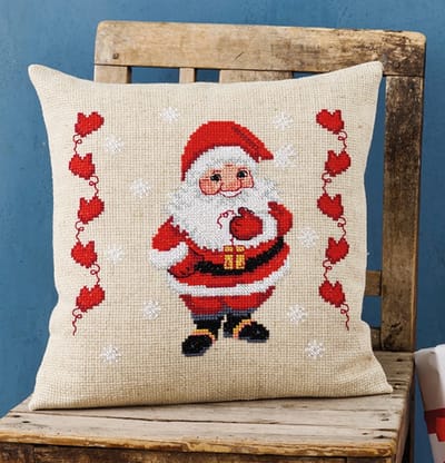 Permin borduurkussenpakket kerstman 83-5217 telpatroon