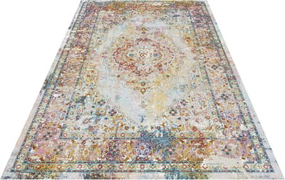 Lalee Picasso Keshan vloerkleed vintage laagpolig trendy multi beige kleuren 133x190 cm