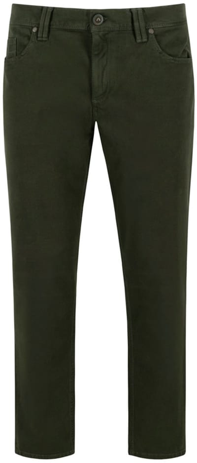 Alberto - 5-Pocket - Mannen - W32 X L32 - Army - Katoen - 4207-1407 Pipe