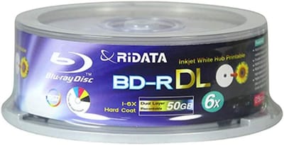 Blu Ray Schijven - Dubbellaags BD-R - Opslag Data - Inkjet Printbaar - 50 GB Capaciteit - Wit