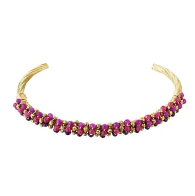 Yehwang Armband Fiesta goud fuchsia
