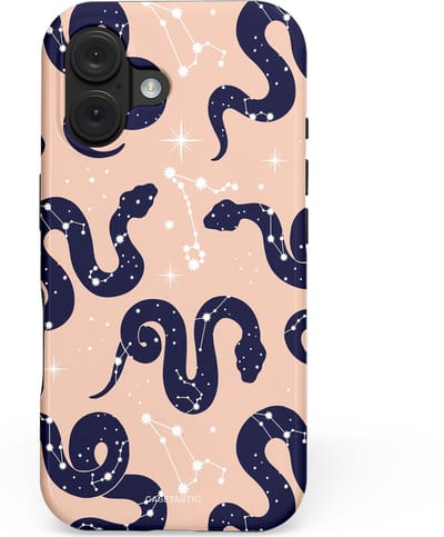 Casetastic hoesje geschikt voor Apple iPhone 16 - MagSafe - Dubbellaagse bescherming - Astro slang - Fashion Case - Zand Perzik Donkerblauw Grijs