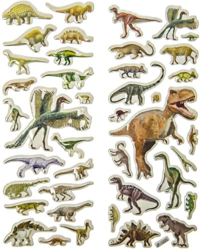 Stickers - Dino 17 X 7 Cm | 2 Dinosaurus stickervellen met ieder 20 Stuks