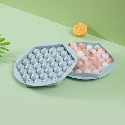 Ronde IJsblokjesvorm 37 Vakjes Veelzijdig Ruimtebesparend Kleine Ijsbal Maker Vorm met Deksel voor Drank blauw