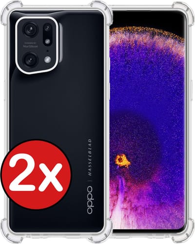 Hoesje - 2 Stuks - Geschikt voor OPPO Find X5 - Sterk & Shockproof - Back Cover - Siliconen Case - Telefoon Hoes Shock Proof - Telefoonhoes - Transparant