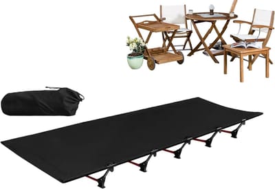 Opvouwbaar Kampeerbed - Draagbaar Buitenbed - Outdoor Ontspanning - Lichtgewicht Aluminium Frame - 192 x 65 x 16 cm - Zwart