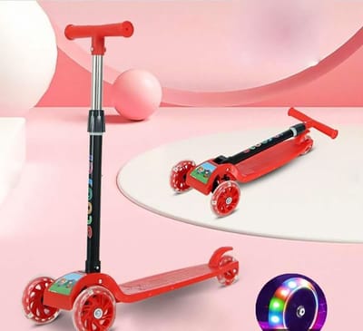 IBBO® - 3 wiel scooter - Kinderstep met in hoogte verstelbaar stuur - Opvouwbare, driewielige, gloeiende balansscooter - Jongens/Meisjes - Rood - Autoped - Scooter