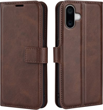 Coverup Hoesje - Geschikt voor iPhone 16 Hoesje - Coverup Deluxe Book Case - Donkerbruin