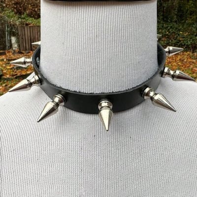 1 Collier Punk Gothique Clouté Exagéré Accessoire Réglable - Streetwear Tendance Pour Hommes Et Femmes Dans La Vie Quotidienne gray