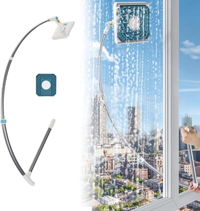 Ruitenwasser Buiten - Telescopisch Reiniger - Hoge Ramen Zemen - 360 Graden Kop - 90-110 cm - Wit