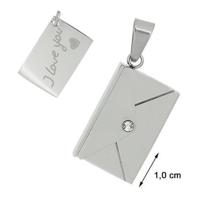 Blinx Jewels Stalen Hanger Enveloppe Steentje Zirkonia
