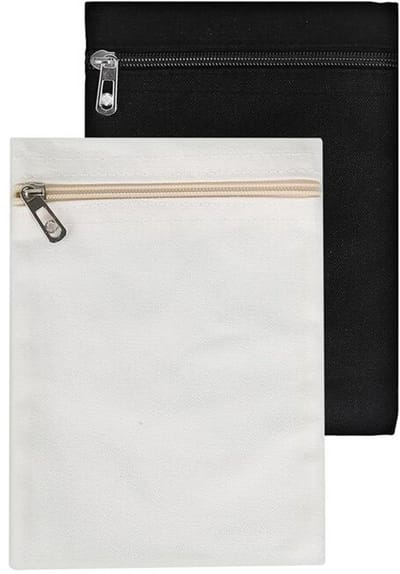 Zak - 2 Stuks - Binnenzak van de jas - Canvas - Met ritssluiting - Ingenaaide binnenzak - Verborgen zak - Kleding binnentas - Voeg zakken toe aan kleding - Opbergtas - Geschikt voor jassen, hoodies, windjacks en mantels - 21.5*15.5cm - Zwart/Wit