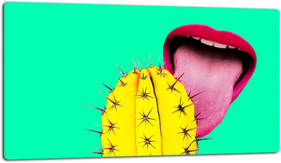 TMK ArtDeko Serie - Glazen Snijplank - 52x30 cm - Inductiekookplaat Veilig - Kleurvolle Cactusprint