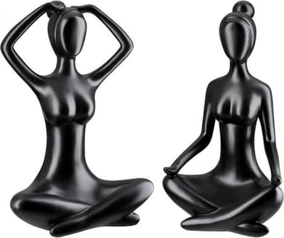 2 Figuren vrouwen "Meditatie", poly, zwart,