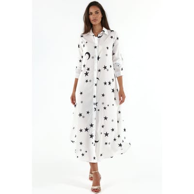 Tekst Print Maxi Shirt Jurk