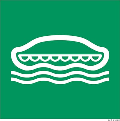 Reddingsboot bord 200x200 mm - kunststof - ISO 7010 E036