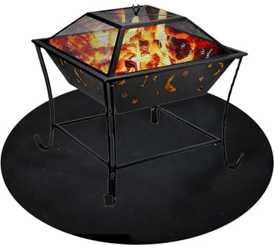 Dailygoods - Vuurvaste BBQ grills mat vuurschaal onderlegger rond zwart vuurvaste mat, 3 lagen mat vloerbescherming onderlegger grill, vuurbestendige mat, winter-haardmat