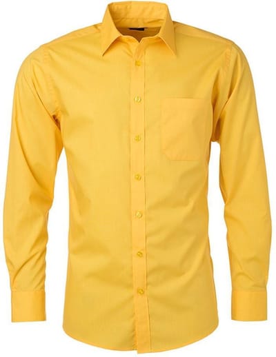 James and Nicholson Heren Longsleeve Poplin Shirt (Geel)