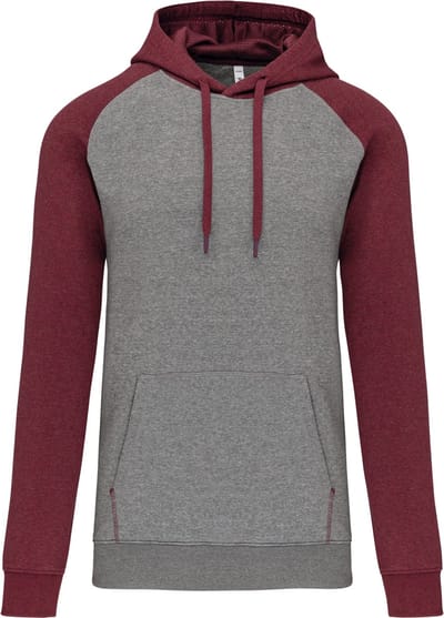 PROACT® Tweekleurige sweater met capuchon volwassene PA369 - Grey Heather / Wine Heather - XL