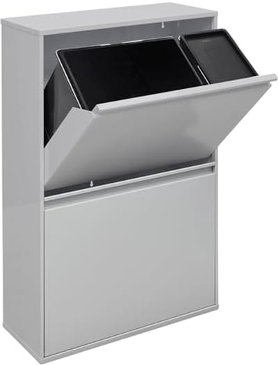 Recyclingcontainer met 4 Compartimenten voor Afvalscheiding | Stalen Afvalbak voor Keuken en Kantoor | Compact en Praktisch