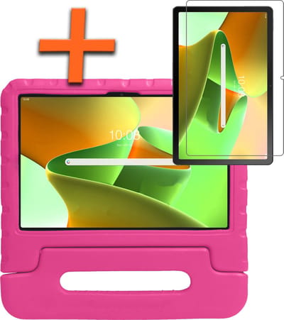 Hoesje - Geschikt voor Lenovo Tab M10 Plus (3e / 3rd Generatie) - Met Screenprotector - Kinderhoes Shockproof Bumper - Kidsproof Case - Tablet Hoes - Kinder Hoes Cover - Roze