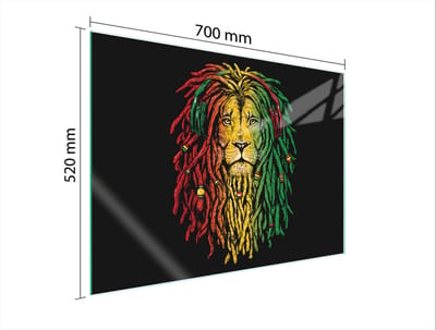 TMK ArtDeko - Beschermplaat Keukenkookplaat - Glas - 70x52 cm - Leeuw
