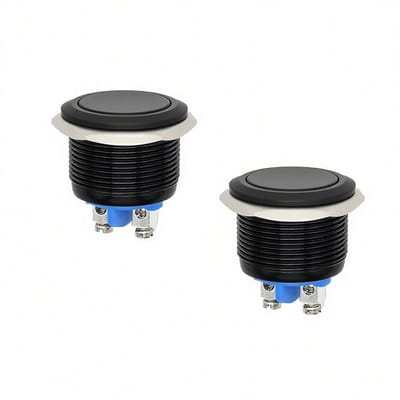 Drukknop Set - Momentane Schakelaar - Elektrische Projecten - Waterdicht Aluminium - 22 mm Diameter - Zwart