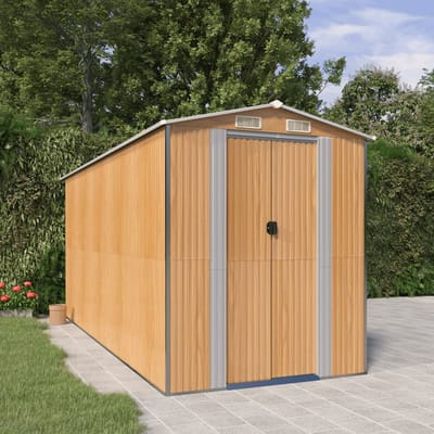 vidaXL - Tuinschuur - 192x440x223 - cm - gegalvaniseerd - staal - lichtbruin