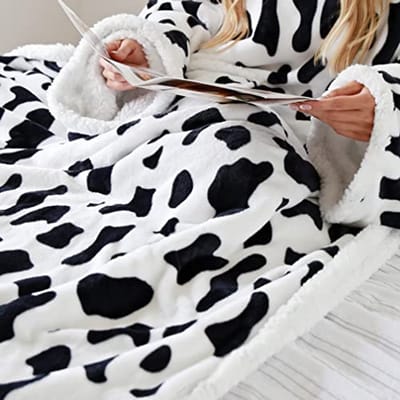 Knusse tv-deken met mouwen en zakken - Dubbelzijdige micropluche fleece dekens voor volwassenen