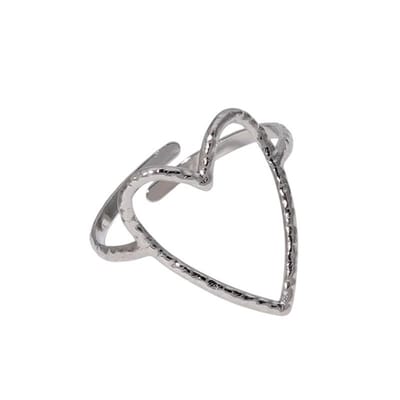 Aramat Jewels | Ringen | Verstelbare Ring met Groot Open Hart 19mm - Stainless Steel | Zilverkleur | |19mm | Staal | Volwassenen | Verkleurd niet