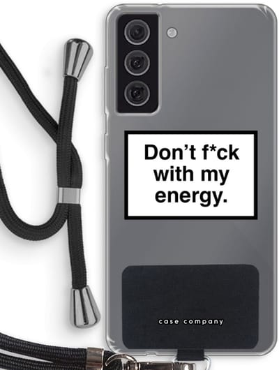 Hoesje met koord geschikt voor Samsung Galaxy S21 FE hoesje met Koord - My energy - Telefoonhoesje met Zwart Koord - Bescherming aan alle Kanten en Over de Schermrand