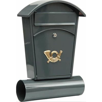 VOREL Brievenbus met krantenrol en 2 sleutels - grafiet - 480x280x80 mm