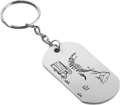 Akyol - Happy camper Sleutelhanger - Camper - Kampeerders - Leuke kado voor iemand die van kamperen houd - 2,5 x 2,5 CM