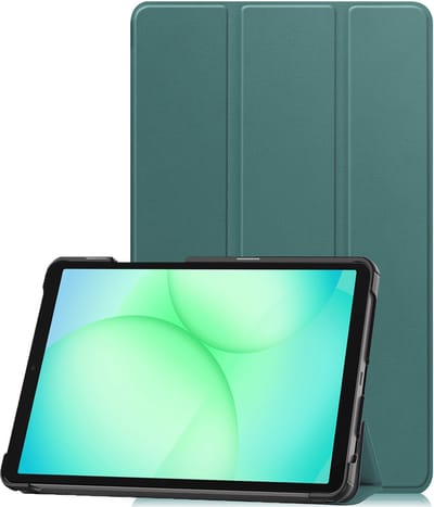 Hoesje Geschikt voor Samsung Galaxy Tab A11 / A9 - Dun & Stevig - Trifold Bookcase - Hard Cover - Hardcover Book Case - Tablet Hoes - Donkergroen
