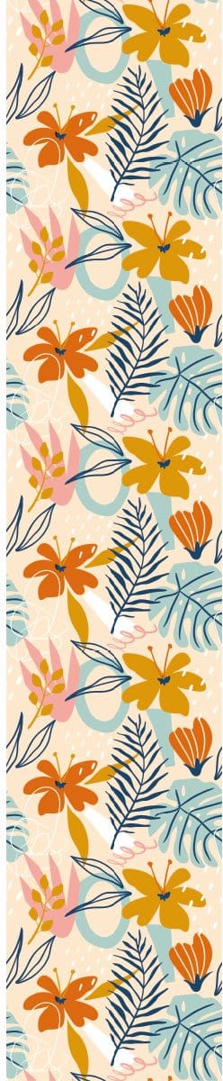 Voorgelijmd vliesbehang - Tropische bloemen en bladeren - 1 rol van 300x60 cm