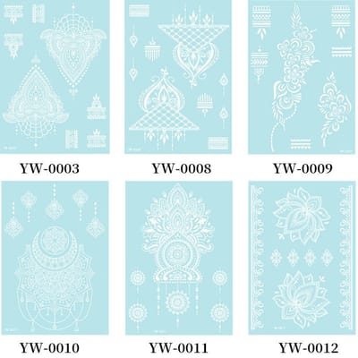 6 Sets Lichtgevende Kant Tijdelijke Tattoos Waterdichte Nep Tattoos voor Festival Feest Henna Stijl Arm Been Decoratie