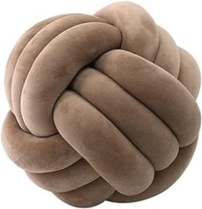 Zachte Knoopbal Kussens van 25 cm, Ronde Sierkussens voor Kinderkamerdecoratie, Pluche Kussens voor Woonkamer, Slaapkamer en Vloer (Koffiekleur)