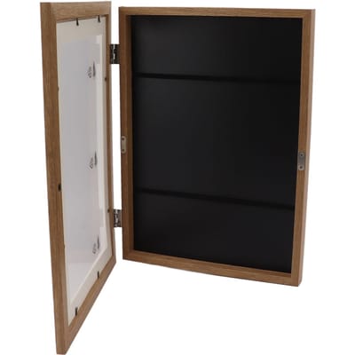 Cadre d'art pour enfants Panneau de densité PS Ouverture frontale magnétique Changeable Cadre d'exposition d'œuvres d'art Contient 50 photos pour l'artisanat Wood Color gray